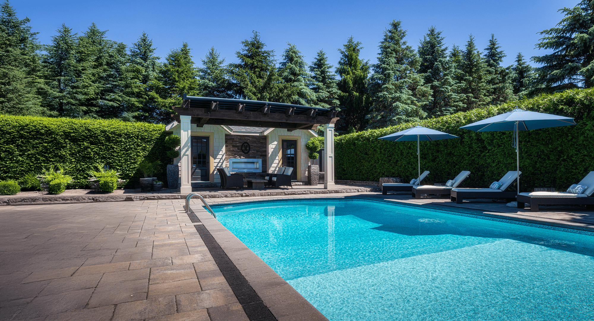 a blue pool of water